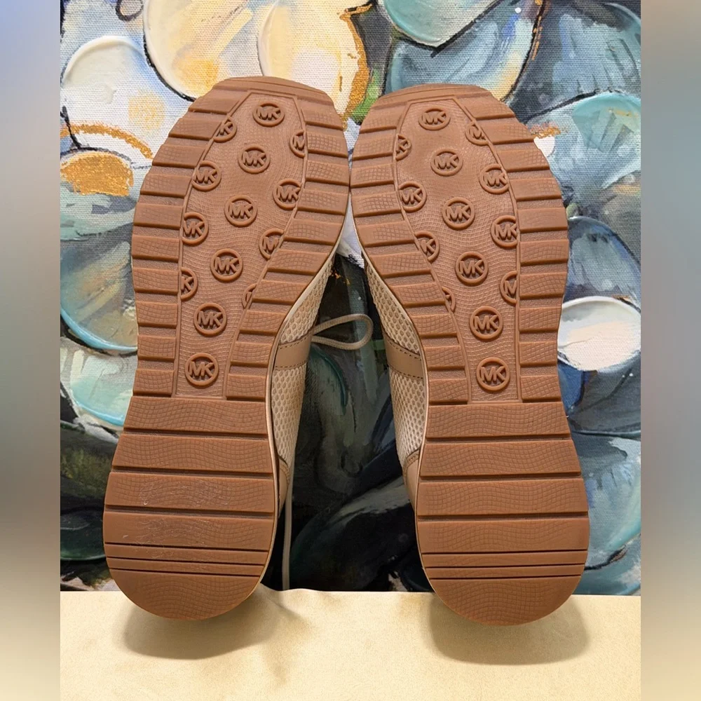 Michael Kors Women's Liv Trainer Wedge Sneakers Sporty Tan Gold Mesh Size 6 - Picture 7 of 15
